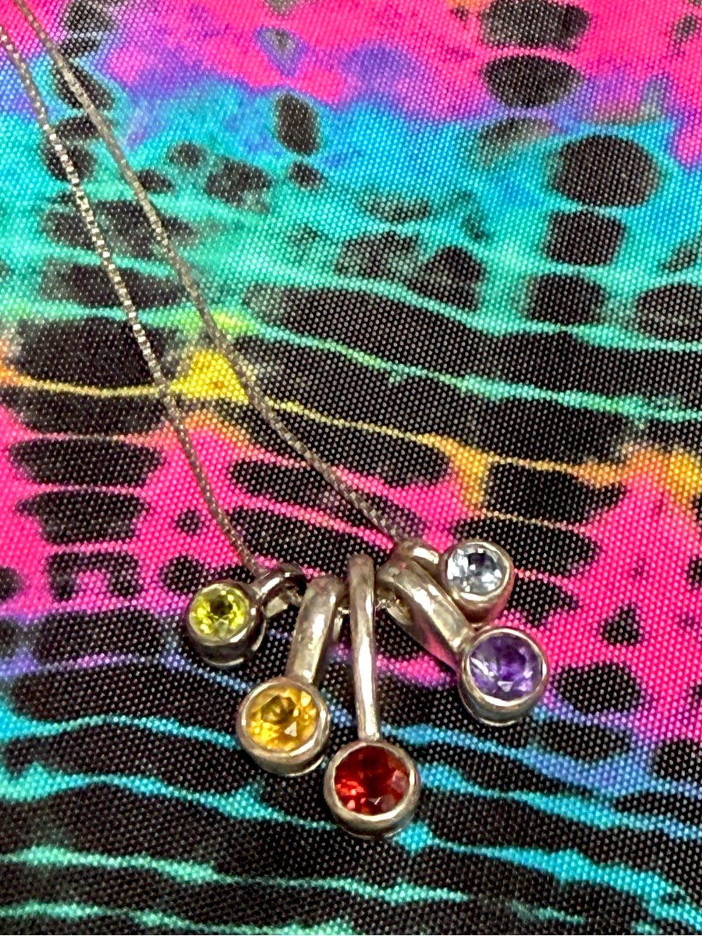 Sterling Silver Vintage Necklace With Interchangeable Semi Precious Stones - Picture 8 of 9